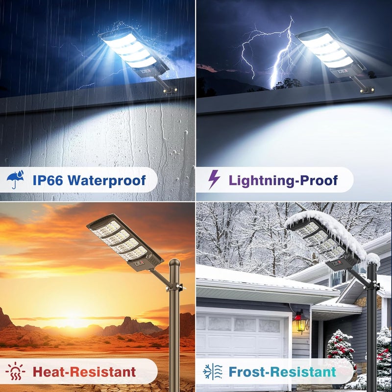 Vipzon Solar Lights Outdoor - 6500K Solar Street Lights Outdoor Dusk to Dawn, 270° Wide Angle Security Flood Light IP66 Waterproof Solar Lights, Motion Sensor Led Street Lights For Yard/Road/Farm-2PACK - Image 5